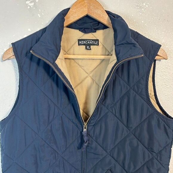 J Crew Mens Quilted Walker Vest XS Navy Blue Full Zip Insulated Outerwear - Picture 4 of 8